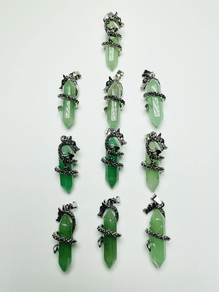 Green Aventurine Dragon Wrapped Pendant 100 Piece Bundle